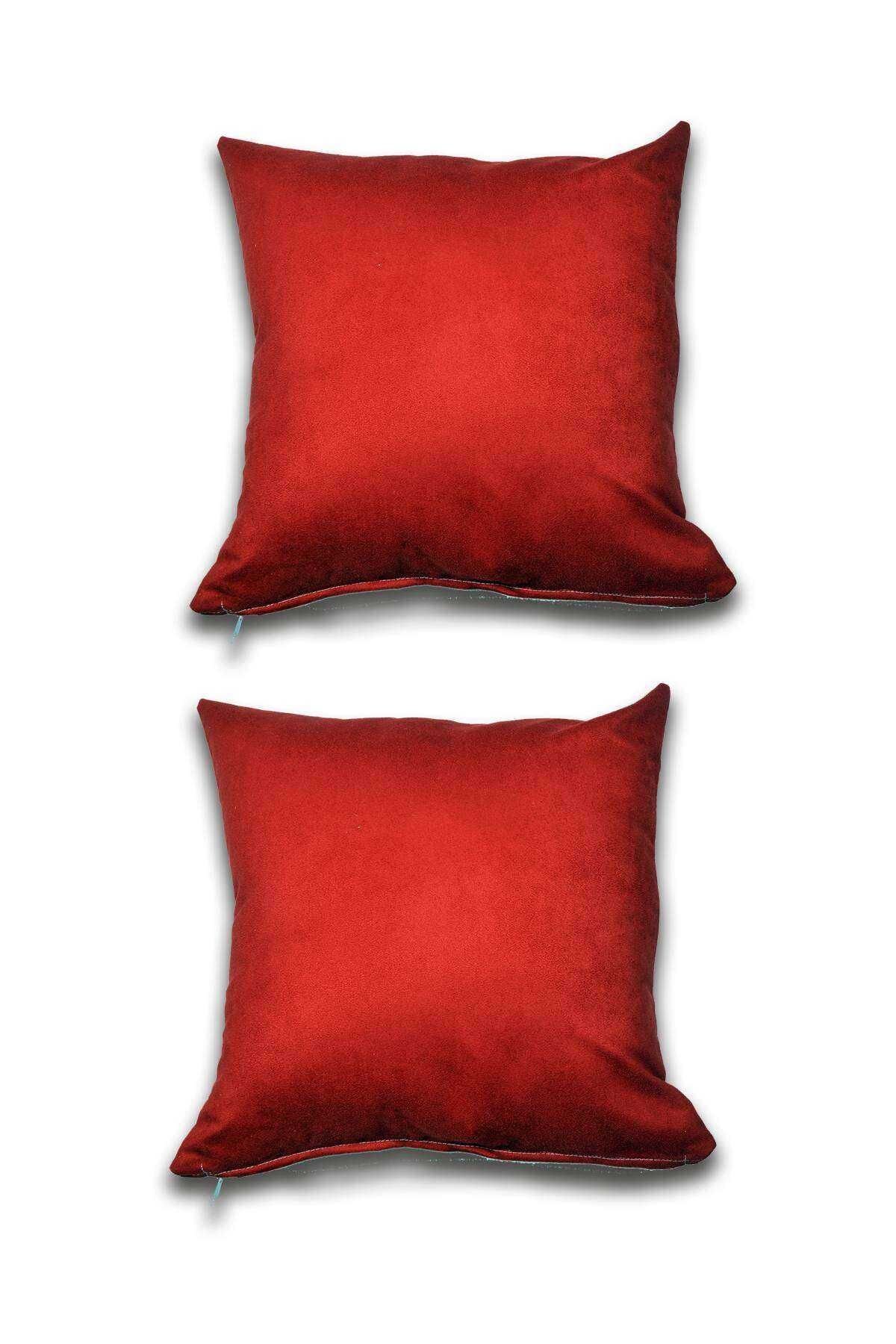 2 adet Süet Kırlent Minder Kılıfı 40X40cm Bordo
