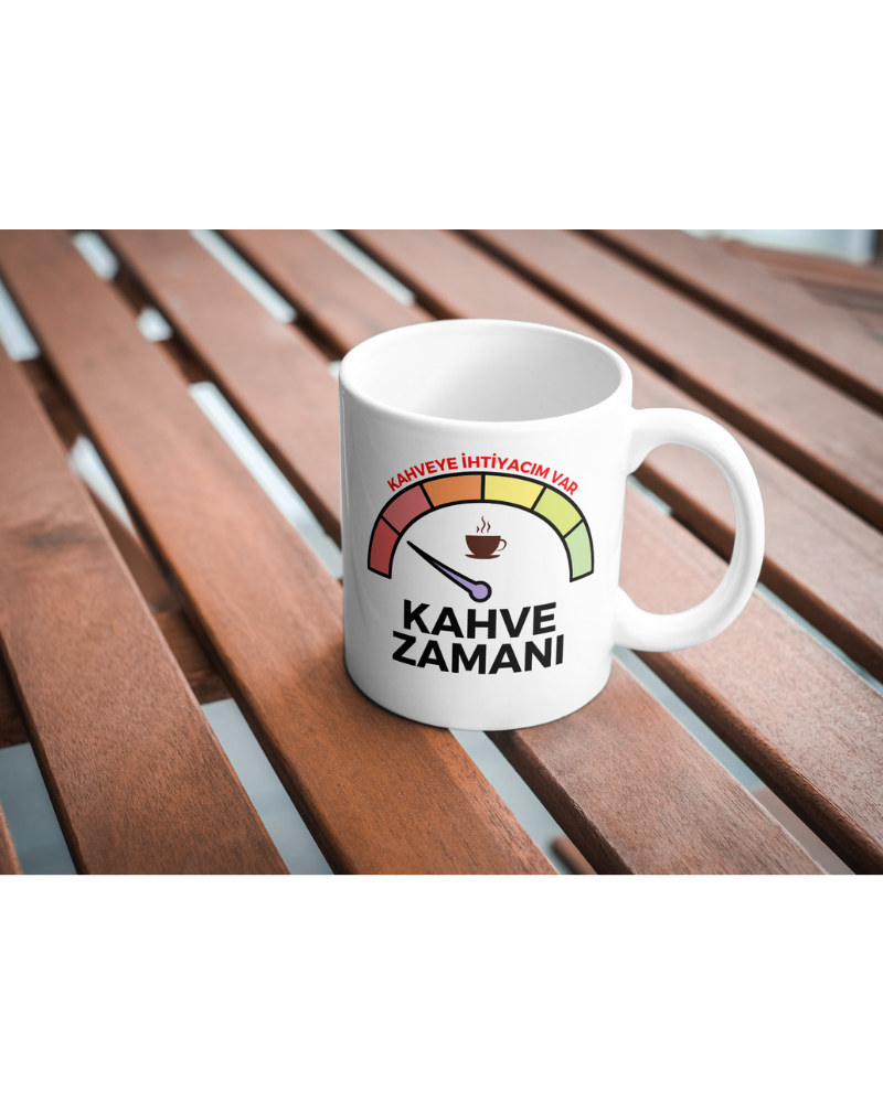 Kahve Zamanı Tasarım Seramik 350 Ml Kupa Bardak