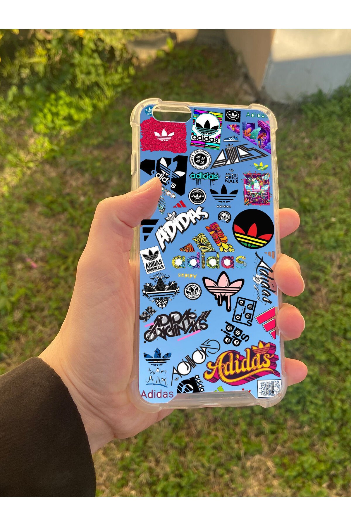 İphone 6 Plus Uyumlu Aynalı Adidas Desenli Darbe Kamera Korumalı Silikon Telefon Kılıfı