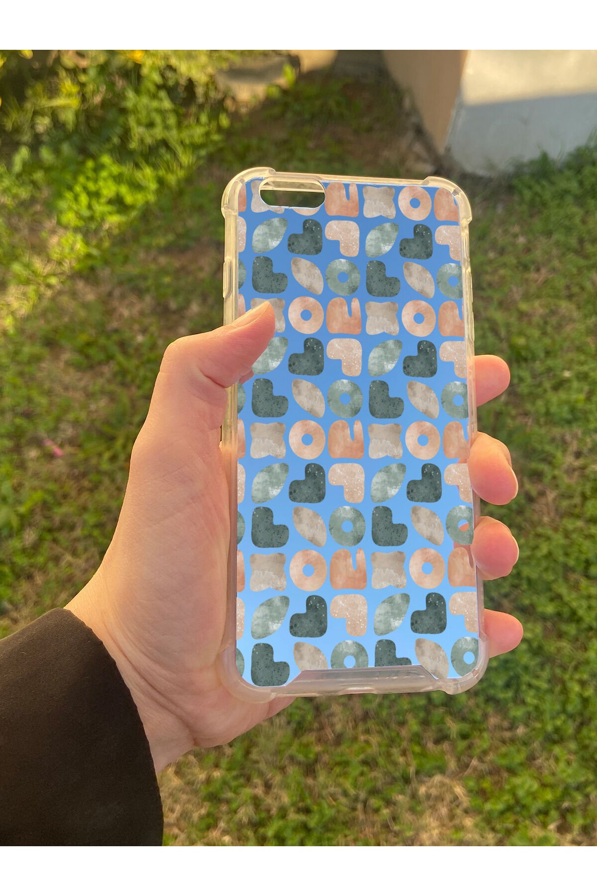 İphone 6 Plus Uyumlu Aynalı Geometrik Desenli Darbe Kamera Korumalı Silikon Telefon Kılıfı