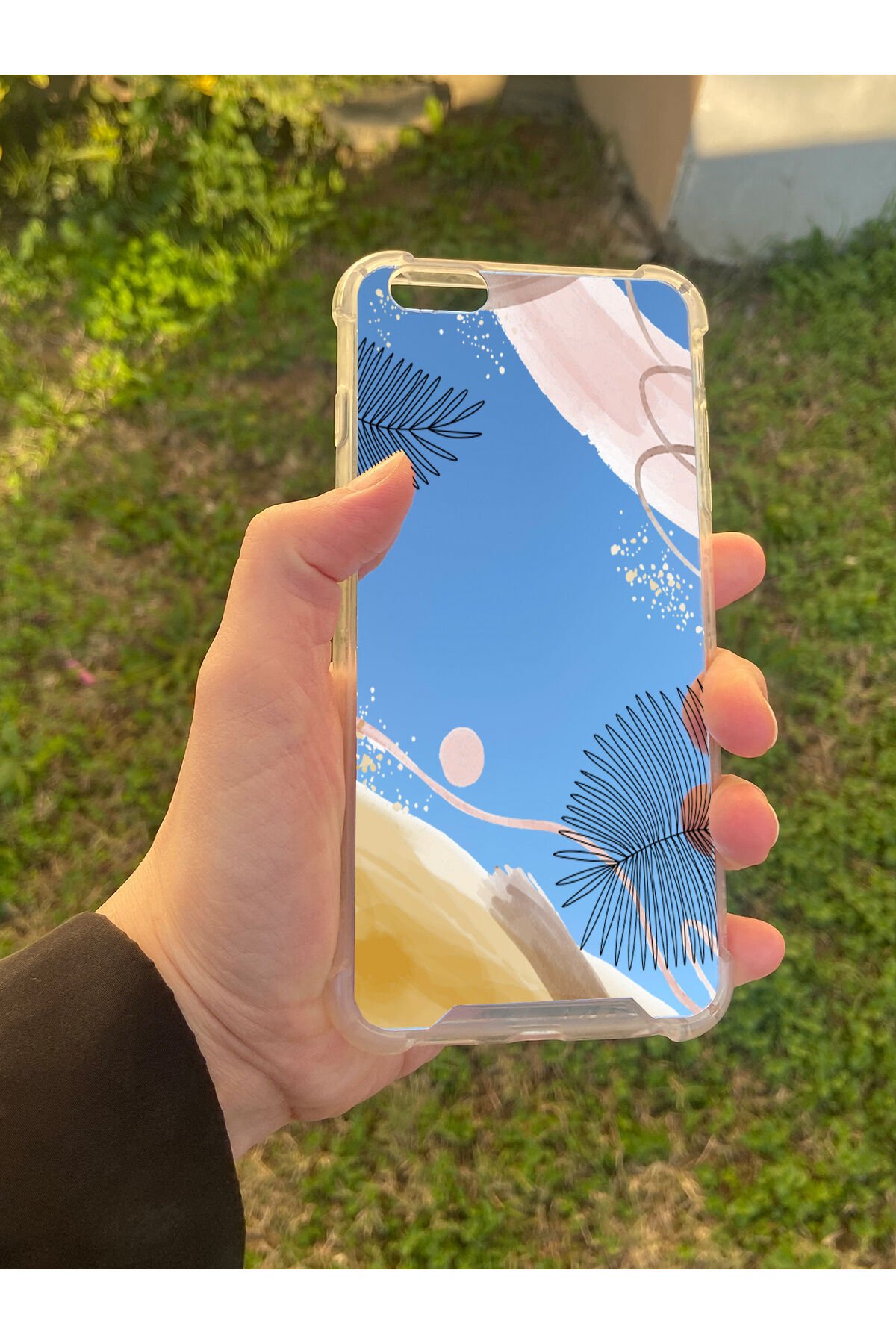 İphone 6 Plus Uyumlu Aynalı Karışık Desenli Darbe Kamera Korumalı Silikon Telefon Kılıfı