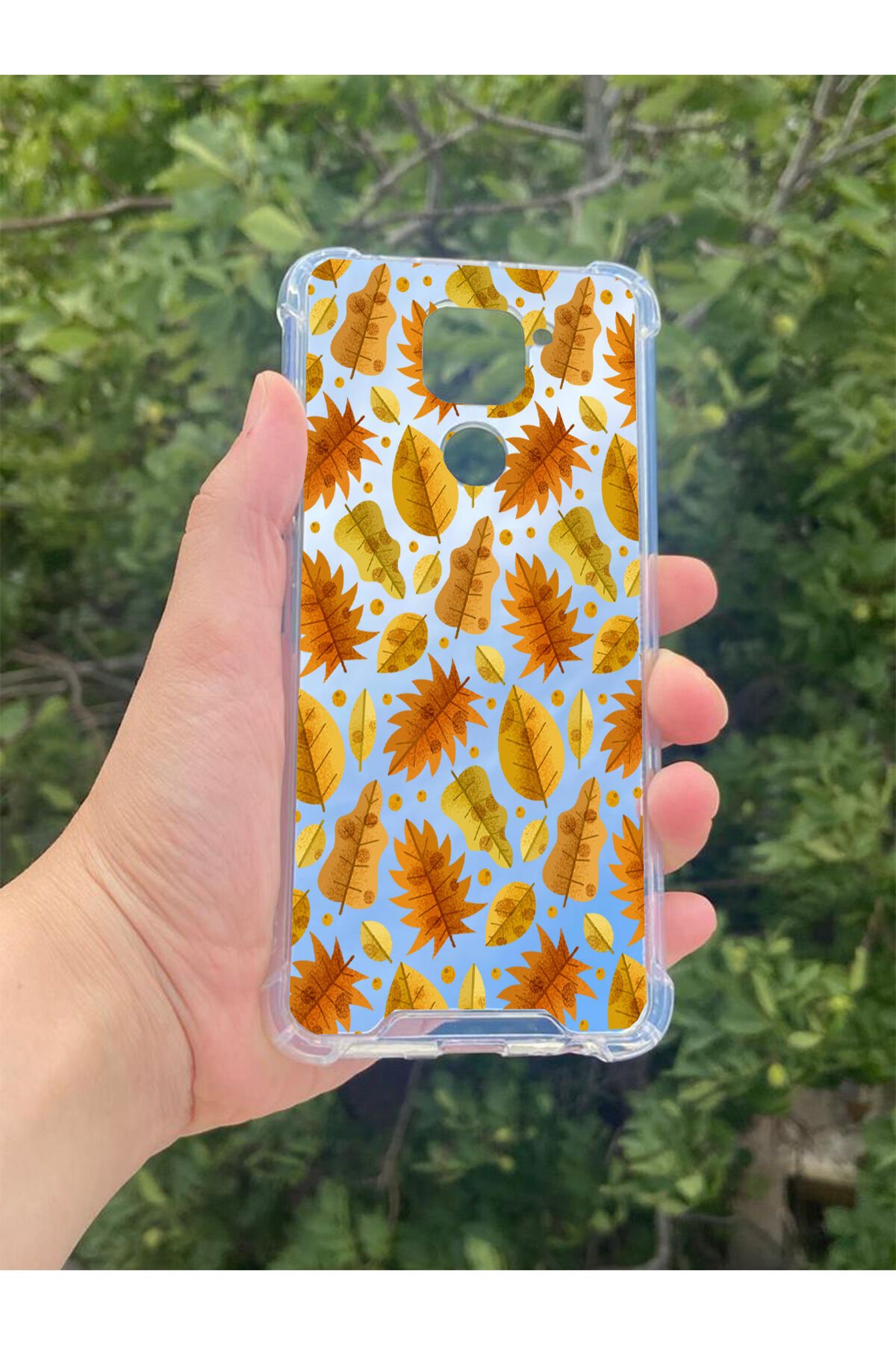 Xiaomi Redmi Note 9 Uyumlu Aynalı Kahverengi Desenli Darbe Kamera Korumalı Silikon Telefon Kılıfı