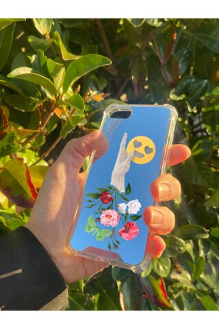 İphone SE 2020 Uyumlu Aynalı El Emoji Desenli Darbe Kamera Korumalı Silikon Telefon Kılıfı