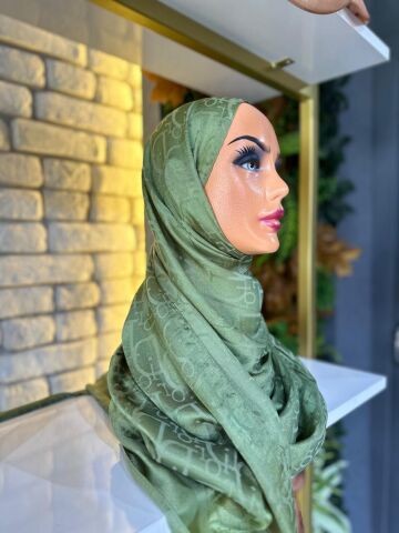 Kadın Şal Jakar Kumaş  75 X 185 cm D Model Yeşil