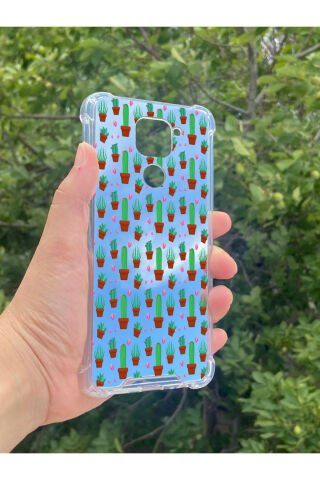 Xiaomi Redmi Note 9 Uyumlu Aynalı Kaktüs Desenli Darbe Kamera Korumalı Silikon Telefon Kılıfı