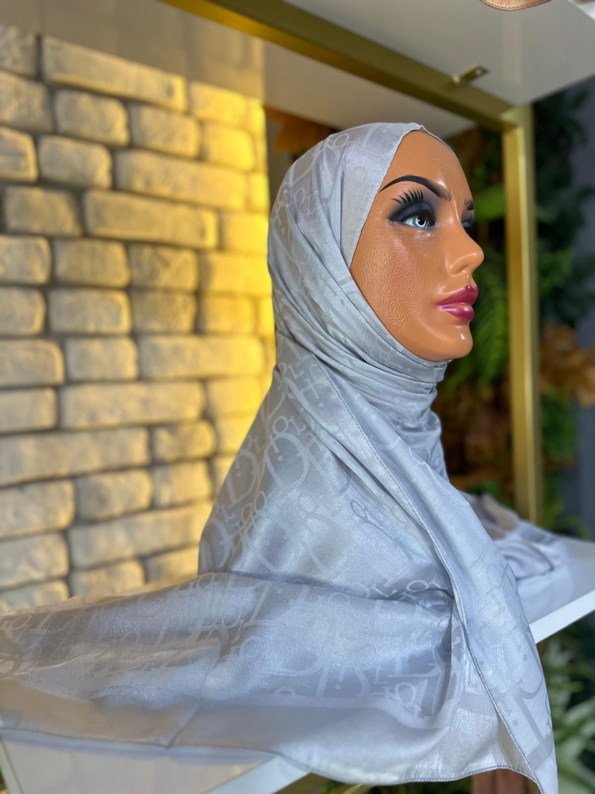 Kadın Şal Jakar Kumaş  75 X 185 cm D Model Açık Gri