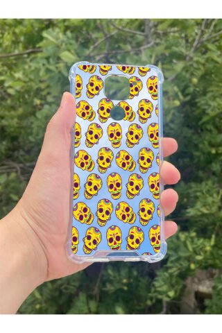 Xiaomi Redmi Note 9 Uyumlu Aynalı Sarı Desenli Darbe Kamera Korumalı Silikon Telefon Kılıfı