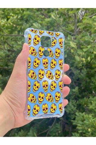 Xiaomi Redmi Note 9 Uyumlu Aynalı Sarı Desenli Darbe Kamera Korumalı Silikon Telefon Kılıfı