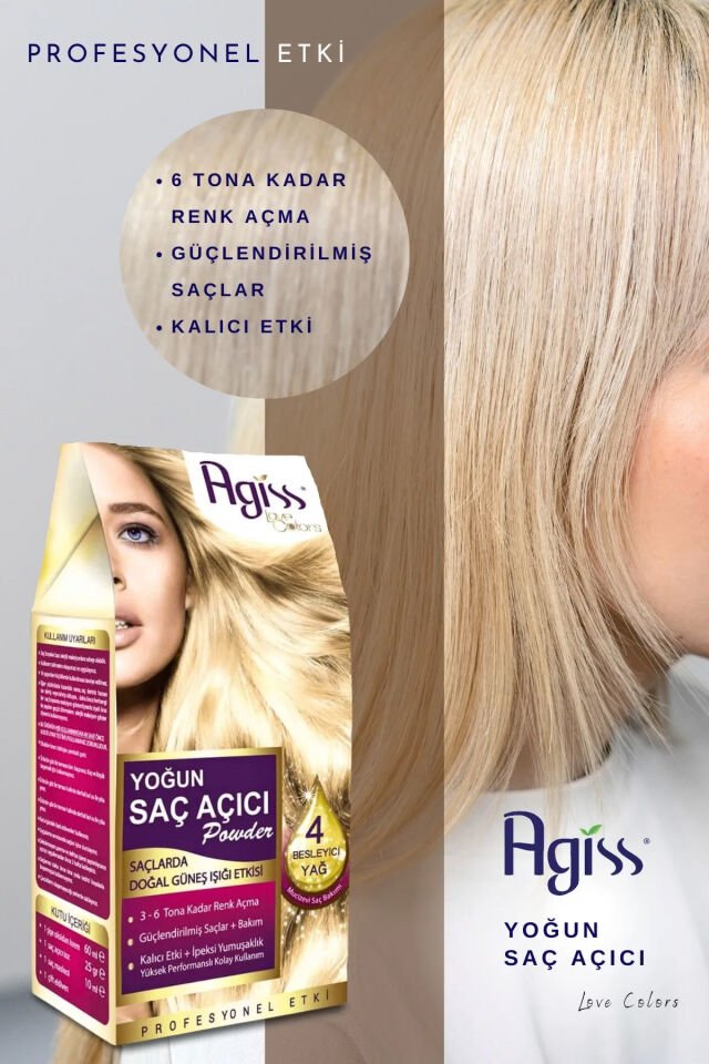 AGISS Love Colors Yoğun Saç Renk Açıcı Pudra - Oksidan Saç Rengi Açma Seti Toz Oryal