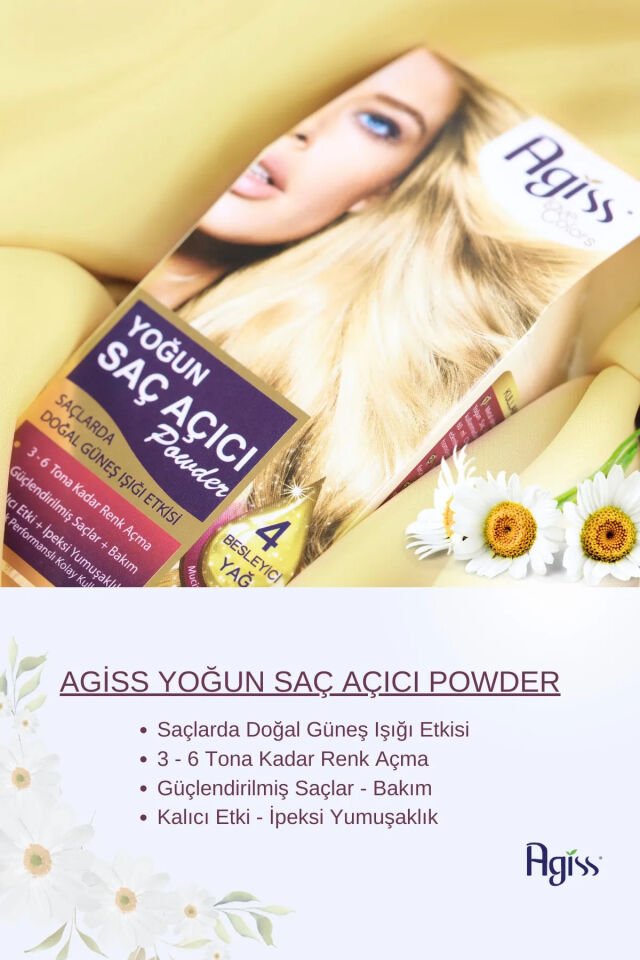 AGISS Love Colors Yoğun Saç Renk Açıcı Pudra - Oksidan Saç Rengi Açma Seti Toz Oryal
