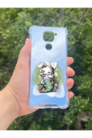 Xiaomi Redmi Note 9 Uyumlu Aynalı Tavşan Desenli Darbe Kamera Korumalı Silikon Telefon Kılıfı