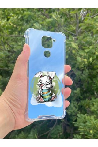 Xiaomi Redmi Note 9 Uyumlu Aynalı Tavşan Desenli Darbe Kamera Korumalı Silikon Telefon Kılıfı