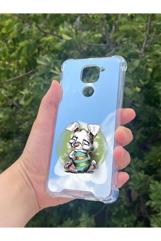Xiaomi Redmi Note 9 Uyumlu Aynalı Tavşan Desenli Darbe Kamera Korumalı Silikon Telefon Kılıfı