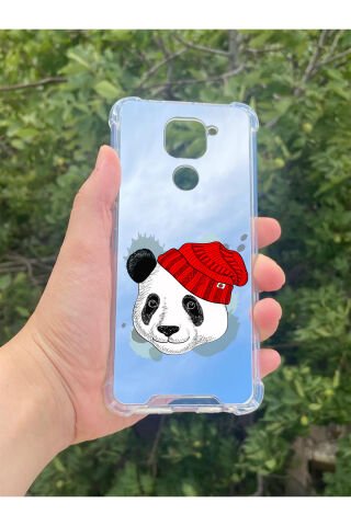 Xiaomi Redmi Note 9 Uyumlu Aynalı Panda Desenli Darbe Kamera Korumalı Silikon Telefon Kılıfı