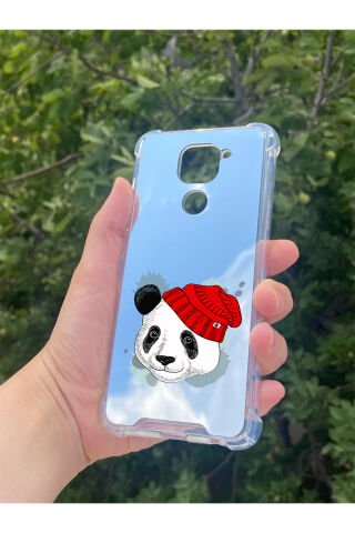 Xiaomi Redmi Note 9 Uyumlu Aynalı Panda Desenli Darbe Kamera Korumalı Silikon Telefon Kılıfı