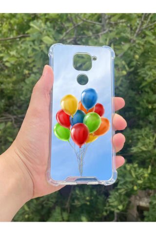Xiaomi Redmi Note 9 Uyumlu Aynalı Balon Desenli Darbe Kamera Korumalı Silikon Telefon Kılıfı