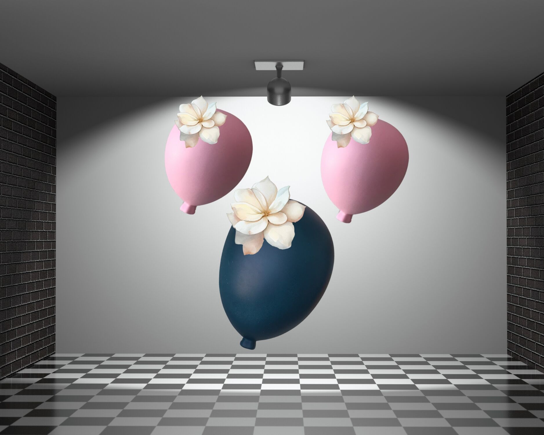 Duvar Dekorasyon Balon Bahçe 1 Büyük Freshco Mavi 2 Küçük Boy Pembe 3’lü