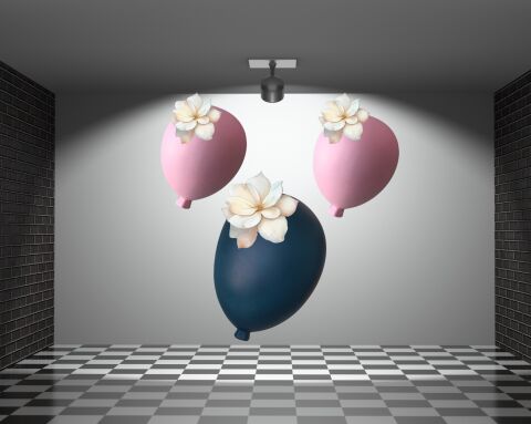 Duvar Dekorasyon Balon Bahçe 1 Büyük Freshco Mavi 2 Küçük Boy Pembe 3’lü