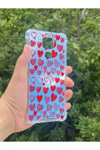 Xiaomi Redmi Note 9 Uyumlu Aynalı Kalp Desenli Darbe Kamera Korumalı Silikon Telefon Kılıfı