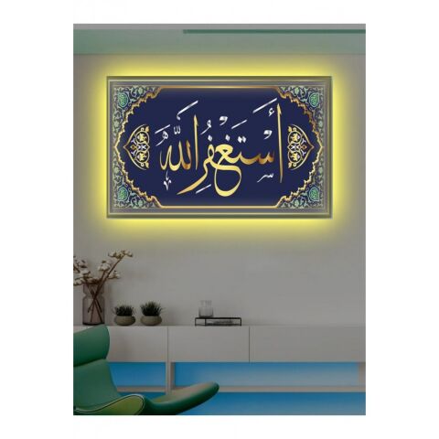 Kanvas Tablo Esteğfirullah Ayet Led Işıklı - 70 x 100 cm