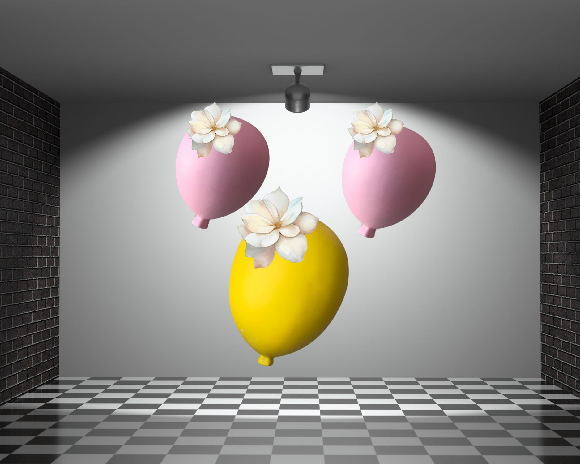 Duvar Dekorasyon Balon Bahçe 1 Büyük Sarı 2 Küçük Boy Pembe 3’lü