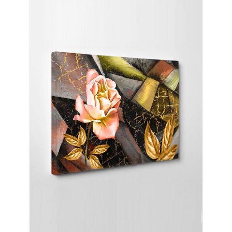 Kanvas Tablo Gold Çiçek Dekoratif Led Işıklı - 70 x 100 cm