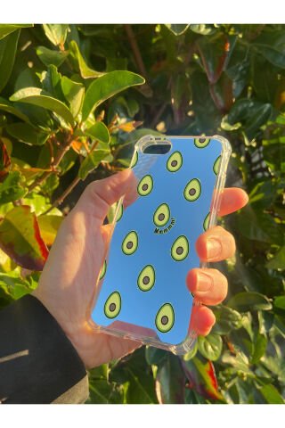 İphone SE 2020 Uyumlu Aynalı Avakado Desenli Darbe Kamera Korumalı Silikon Telefon Kılıfı