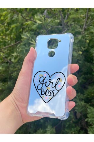 Xiaomi Redmi Note 9 Uyumlu Aynalı Girl Bos Desenli Darbe Kamera Korumalı Silikon Telefon Kılıfı