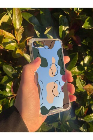 İphone SE 2020 Uyumlu Aynalı Dalga Desenli Darbe Kamera Korumalı Silikon Telefon Kılıfı