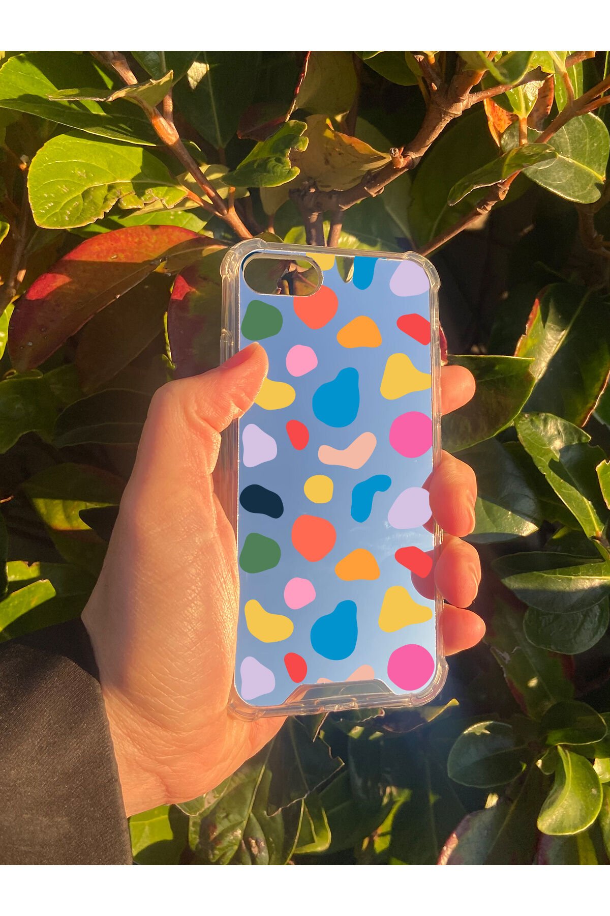 İphone SE 2020 Uyumlu Aynalı Benek Desenli Darbe Kamera Korumalı Silikon Telefon Kılıfı