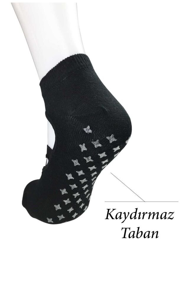2 Adet Kaydırmaz Taban Kadın Dans Pilates Ve Yoga Çorabı Siyah Bej