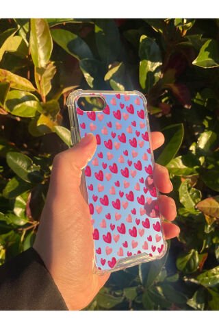 İphone SE 2020 Uyumlu Aynalı Kalp Desenli Darbe Kamera Korumalı Silikon Telefon Kılıfı