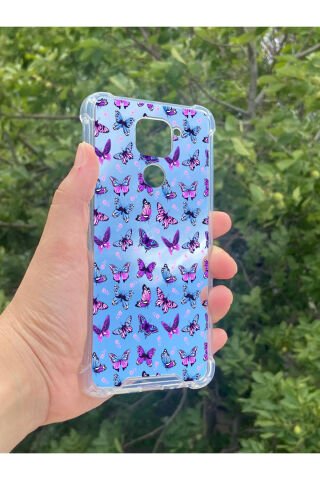 Xiaomi Redmi Note 9 Uyumlu Aynalı Kelebek Desenli Darbe Kamera Korumalı Silikon Telefon Kılıfı