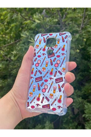 Xiaomi Redmi Note 9 Uyumlu Aynalı Makyaj Desenli Darbe Kamera Korumalı Silikon Telefon Kılıfı