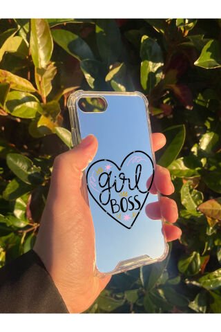 İphone SE 2020 Uyumlu Aynalı Girl Boss Desenli Darbe Kamera Korumalı Silikon Telefon Kılıfı