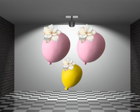 Duvar Dekorasyon Balon Bahçe 2 Büyük Pembe 1 Küçük Boy Sarı 3’lü