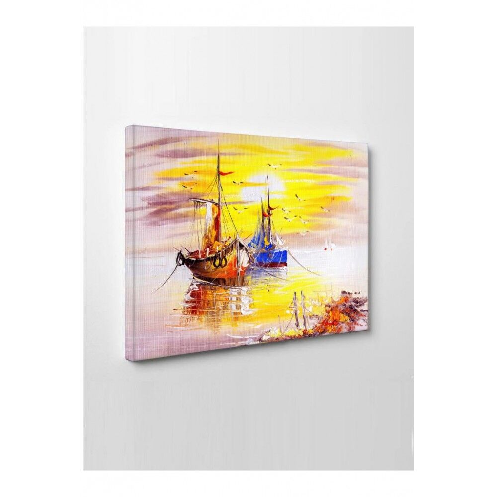 Kanvas Tablo Gemi Yağlı Boya Stili Led Işıklı - 70 x 100 cm