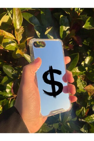 İphone SE 2020 Uyumlu Aynalı Dollar Desenli Darbe Kamera Korumalı Silikon Telefon Kılıfı