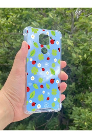 Xiaomi Redmi Note 9 Uyumlu Aynalı Yeşil Desenli Darbe Kamera Korumalı Silikon Telefon Kılıfı