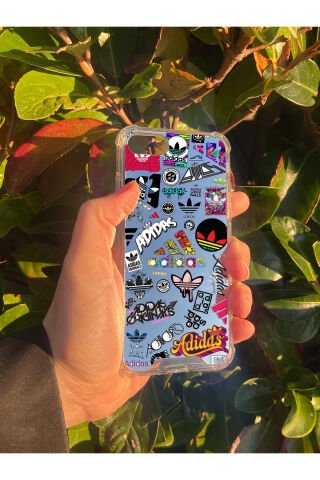İphone SE 2020 Uyumlu Aynalı Adidas Desenli Darbe Kamera Korumalı Silikon Telefon Kılıfı