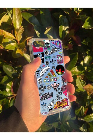 İphone SE 2020 Uyumlu Aynalı Adidas Desenli Darbe Kamera Korumalı Silikon Telefon Kılıfı
