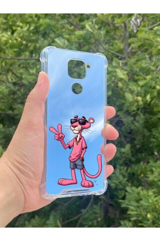 Xiaomi Redmi Note 9 Uyumlu Aynalı Pembe Panter Desenli Darbe Kamera Korumalı Silikon Telefon Kılıfı