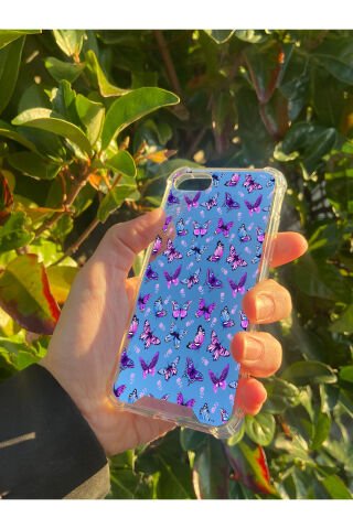 İphone SE 2020 Uyumlu Aynalı Kelebek Desenli Darbe Kamera Korumalı Silikon Telefon Kılıfı