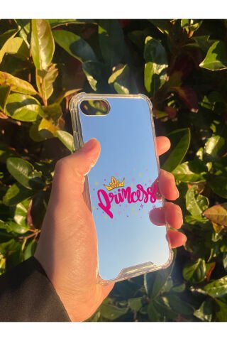 İphone SE 2020 Uyumlu Aynalı Prenses Desenli Darbe Kamera Korumalı Silikon Telefon Kılıfı