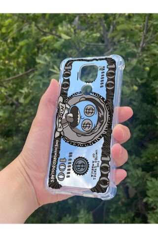 Xiaomi Redmi Note 9 Uyumlu Aynalı Rick Dolar Desenli Darbe Kamera Korumalı Silikon Telefon Kılıfı