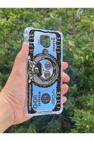 Xiaomi Redmi Note 9 Uyumlu Aynalı Rick Dolar Desenli Darbe Kamera Korumalı Silikon Telefon Kılıfı