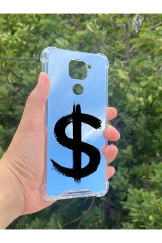 Xiaomi Redmi Note 9 Uyumlu Aynalı Dolar Desenli Darbe Kamera Korumalı Silikon Telefon Kılıfı