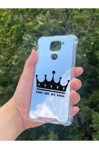Xiaomi Redmi Note 9 Uyumlu Aynalı Kral Taçı Desenli Darbe Kamera Korumalı Silikon Telefon Kılıfı