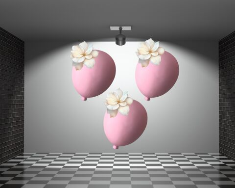Duvar Dekorasyon Balon Bahçe Büyük Pembe 3’lü