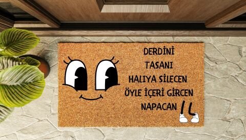Kapı Önü Paspası Özel Tasarım Koko Model Derdini Tasanı Halıca Silecen PK-1519